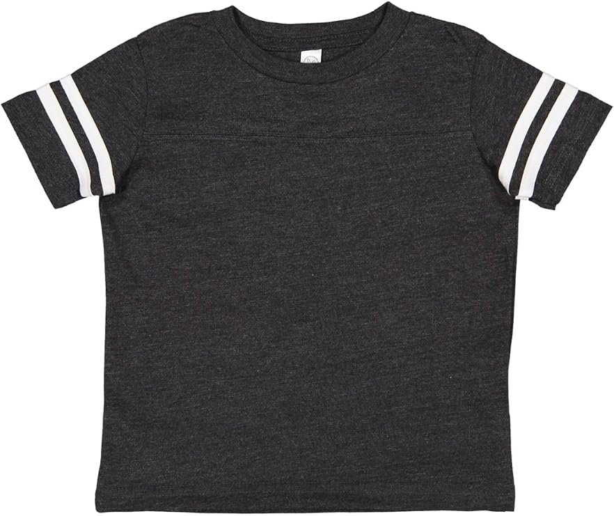 RABBIT SKINS Toddler Fine Jersey Short Sleeve Football Tee, Vintage Smoke/Blended White, 3T