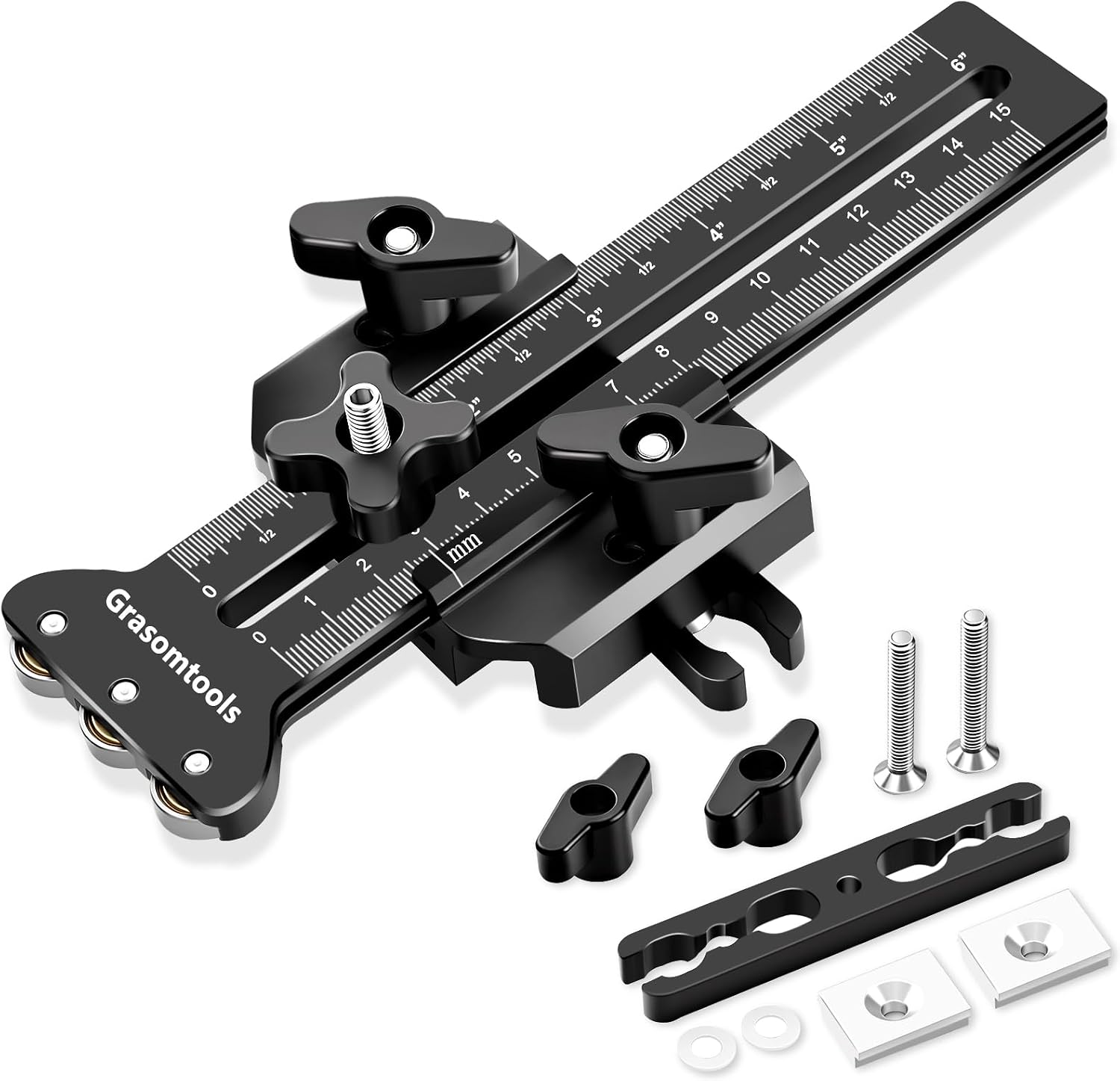 Thin Rip Table Saw Jig - 3-Pulley Design for Repetitive Narrow Strip Cuts, Fits 3/8"x3/4" U/T Slot & 1/4"x3/8" T Slot, Compatible with Table Saw/Band Saw/Router Table