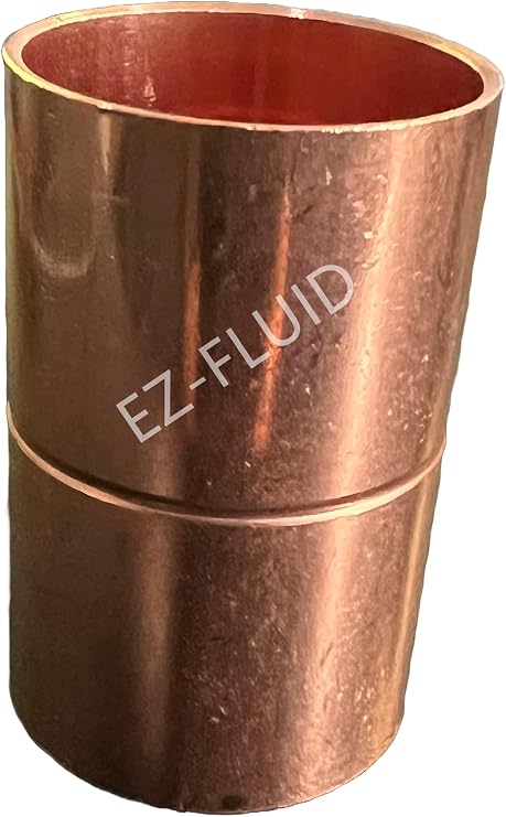 EZ-FLUID Plumbing 1-1/4" C X C LF Copper Coupling Pressure Copper Fitting With Roll Pipe Tube Stop,Sweat Solder Connection for Residential,Commercial. (1 Pack)