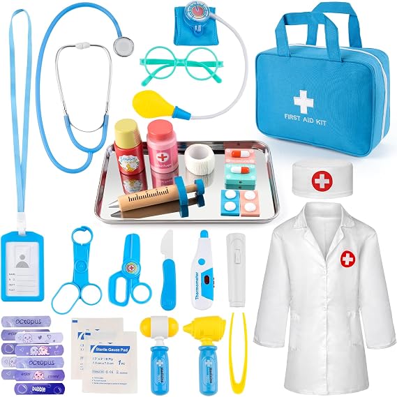 Doctor Kit for Kids, 36 Pcs Doctor Play Set kit for Toddlers 3-5 with Medical Storage Bag & Real Stethoscope, Medical Kits Doctor Toys, Fun Doctor Role Playing Game Gift for Kids Toddlers