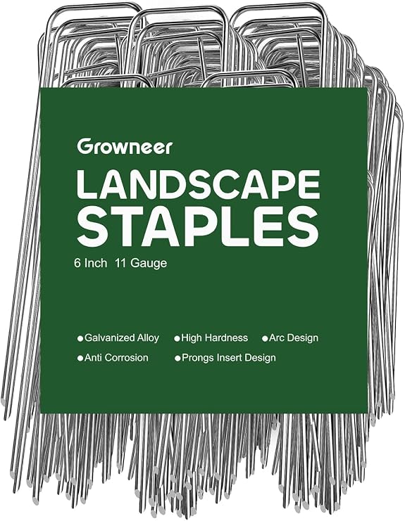 GROWNEER 600 Pack Landscape Staples 6 Inch Garden Stakes 11 Gauge Weed Barrier Fabric Pins Galvanized Tent Stakes for Plant Cover, Outdoor Decoration, Turf Grass and Chirstmas