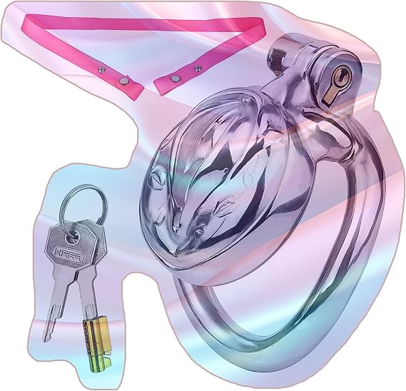 Sturdy Metal Flat Protection Cage -USGA07PZ,45mm Ring, B:Universal | with Waist Strap, Pink, Practical Flat Cage Devices for Men
