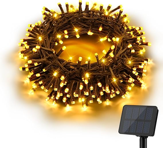 Gcstnn Solar String Lights Outdoor, 5M 50 LED Solar Powered Fairy Lights, 8 Modes IP65 Waterproof Solar Lights for Garden Patio Yard Party Christmas(Warm White) [Energy Class F]