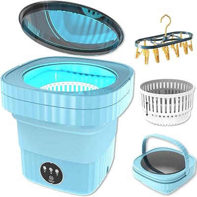 kwiwis Portable Mini Washing Machine,Small Foldable Lavadora, Laundry Machine with Spin-Dry, Smart Washer with 3 Modes for Socks, Baby Clothes, Apartment, Travel, Camping