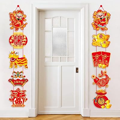 Red and Gold Chinese New Years Decorations Happy New Year Banner 2026 Year of the Horse Spring Festival Door Hanging Banner for Lunar New Year 2026 Decorations