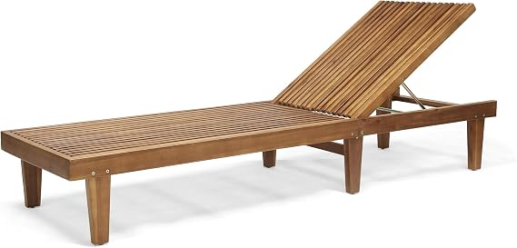Christopher Knight Home Addisyn Outdoor Wooden Chaise Lounge, Teak Finish
