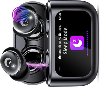 Sleep Earbuds Bluetooth 5.4 in Ear Light-Weight Headphones, 48H Smart Touch Screen Ear Buds, Mini Sleep Headphones Small Design for Side Sleepers, Clear Calls Earphones, 5 EQ Modes, IPX7, Black