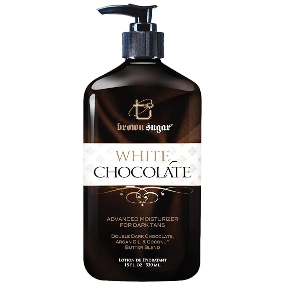 Brown Sugar White Chocolate Tan Extender & Moisturizer, 18 Fl Oz | Daily body lotion for dark tans with all-day hydration, dark chocolate, argan oil & coconut butter, DHA free, Vanilla scent