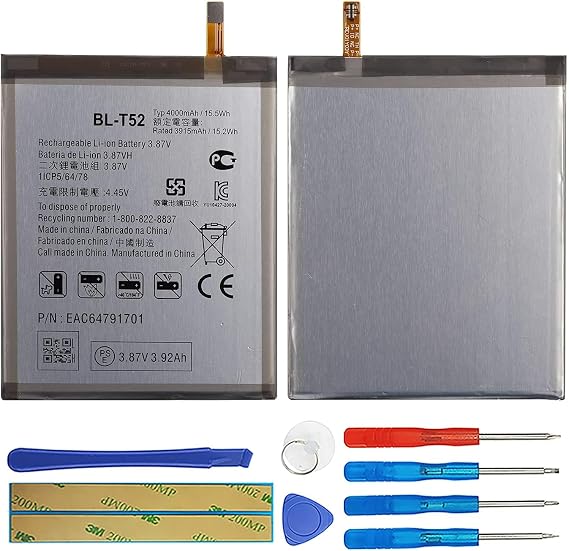Duotipa BL-T52 Battery Compatible with LG F100,EMW,N,TMK,VM1,VMY,LMF100EMW,N,TMK,VM1,VMY,Wing 5G with Repair Tool Kit