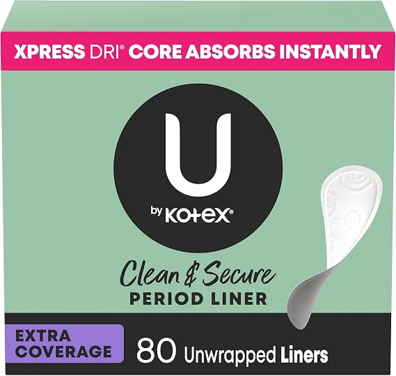 U by Kotex Clean & Secure Panty Liners for women (Previously 'Security LightDays'), Light Absorbency, Extra Coverage, 80 Count (Packaging May Vary)