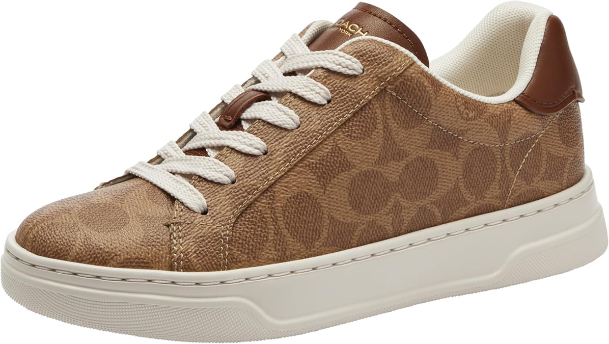 COACH Women's Highline Sneaker, Brown Khaki, 7.5