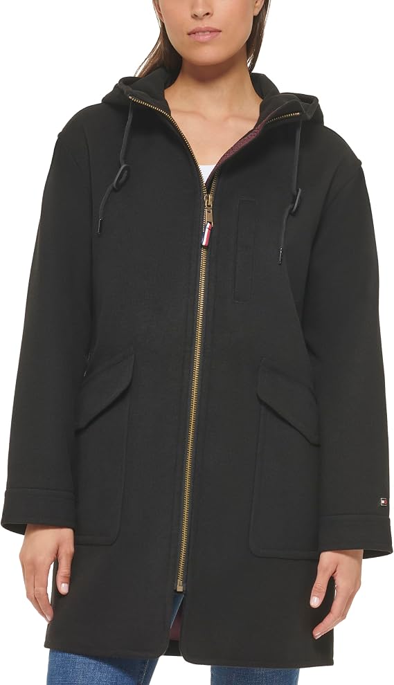 Tommy Hilfiger Womens Belted Zip Up Wool Coat