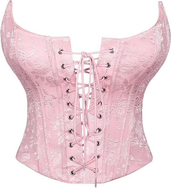 VONMELLI Corset Tops for Women Lace Up Overbust Bustier Strapless Backless Women's Corset Crop Top