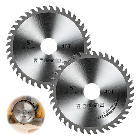 2PCS 5" Grinder Circular Saw Blade for Wood, PVC & Plastic (125mm/40 Teeth) | 22.23mm Woodworking Saws Blade Carbide, Bore Angle Grinder Cutting Disc, 125mm Cutting Disc for Wooden Floor