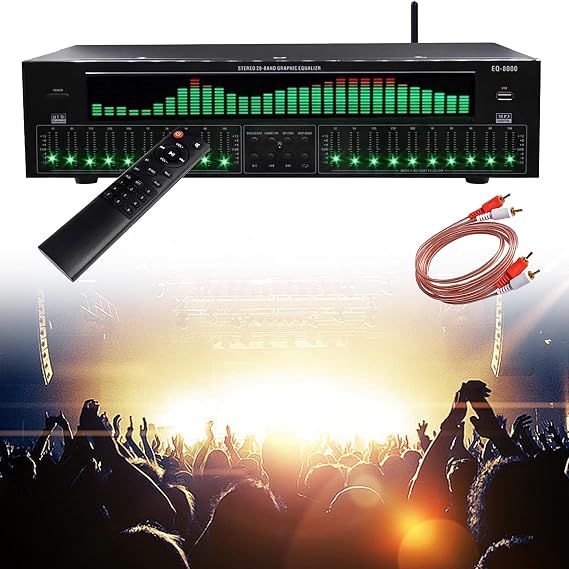 Graphic Equalizer, 31-Band Audio Digital Eq Equalizer, 12 Rhythm Patterns, Double 10 -Segment Independent Tuning, Optical/Coaxial Decoding, For Home/Dj Performance/Club/Studio