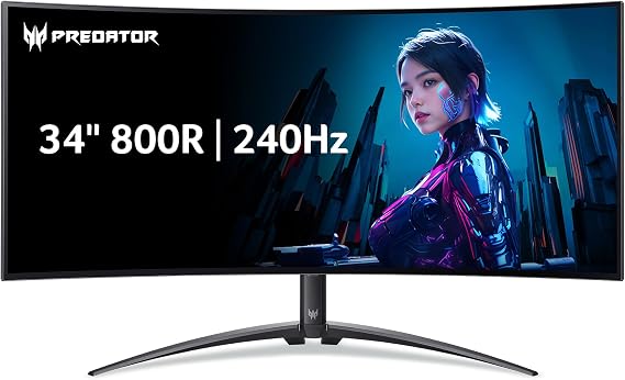 Acer Predator 34in WQHD 3440x1440 OLED 240Hz Gaming Monitor X34 Xbmiiphuzx