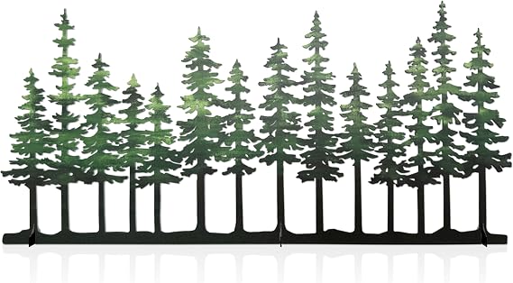 Metal Pine Tree Decor, Rustic Cabin Nature Forest Tabletop Decor | Mantel Centerpieces Shelf Decorations, Housewarming Gifts for Home Farmhouse Living Room Bedroom(Green)