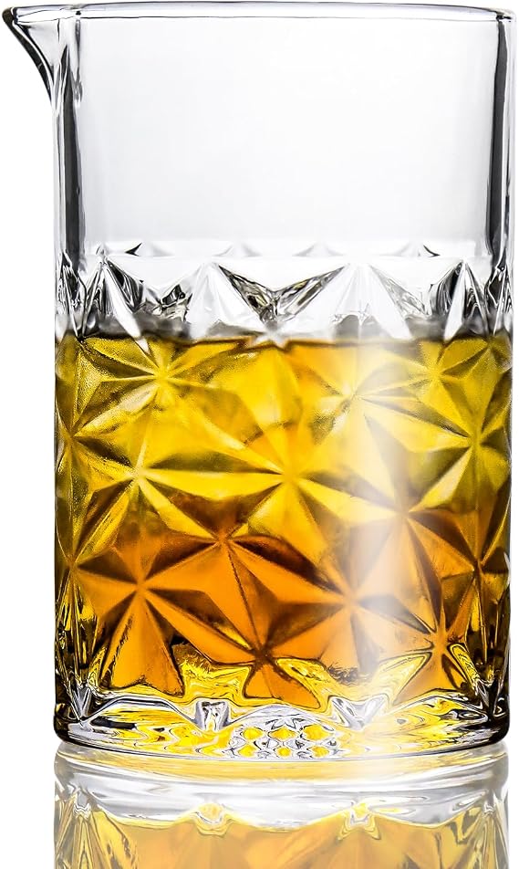 Cocktail Mixing Glass, 24 FL OZ Crystal Stirring Glass, Durable Thick Bottom Heavy Base Design, Bartender Gifts for Men, Elegant and Functional Home