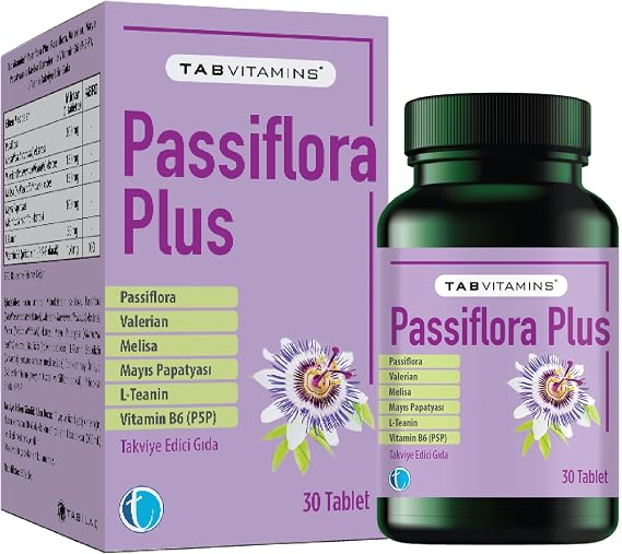 TABVITAMINS Passiflora Plus 30 Tablet Pasiflora Valerian Melisa Papatya L-Teanin
