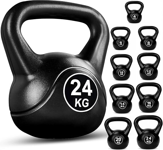 FK Sports Kettlebell Set - Heavy Weight Vinyl Kettlebells Set for Exercise Home Gym Workout - 16kg, 20kg, 24kg Kettlebell Weight Set for Women & Men - Gym Equipment for Home