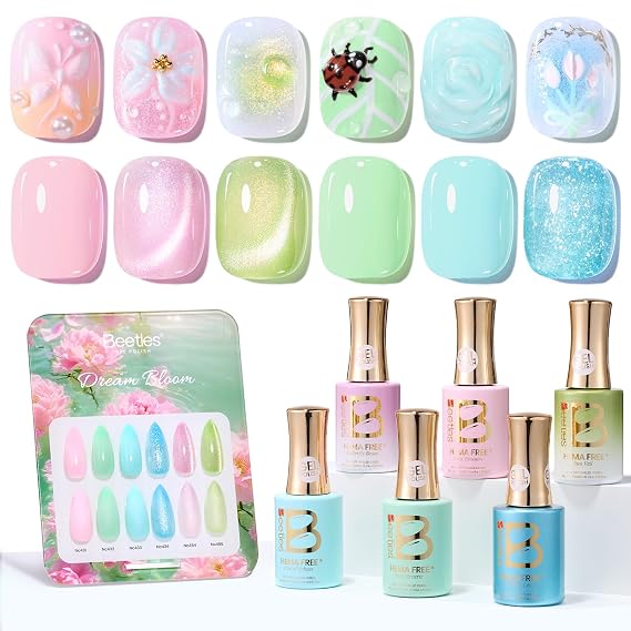Beetles Hema Free Gel Polish Set, 15 ML Pastel Cat Eye Gel Polish