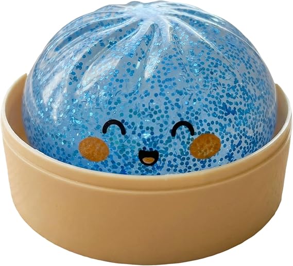 Dumpling Squishy, Colorful Dumplings Stress Fidget, Glitter Squishies Toy (BLUE)