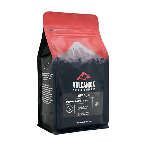 Low Acid Coffee, Blend of Natural Low Acidic Coffee, Ground, Medium Roast, Fresh Roasted, 11-ounces