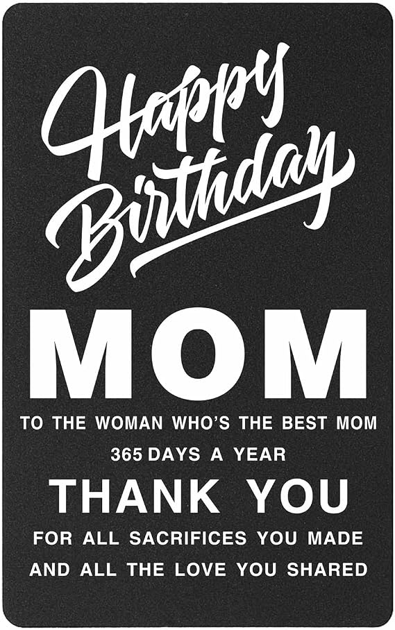 TANWIH Mom Birthday Card, Mommy Birthday Gift, Engraved Birthday Greeting Card for Mother