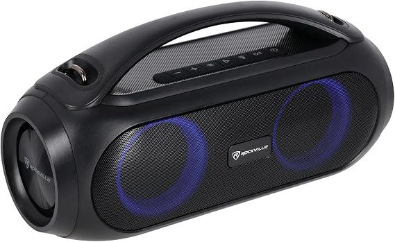 Rockville GO Party MAX BASS Large Portable LED Bluetooth Speaker, TWS, IPX5 | 20-Hour Rechargeable Battery, Wireless Link, 70W Peak / 35W RMS, Bass Boost, USB Playback, Aux Input, 50ft Range