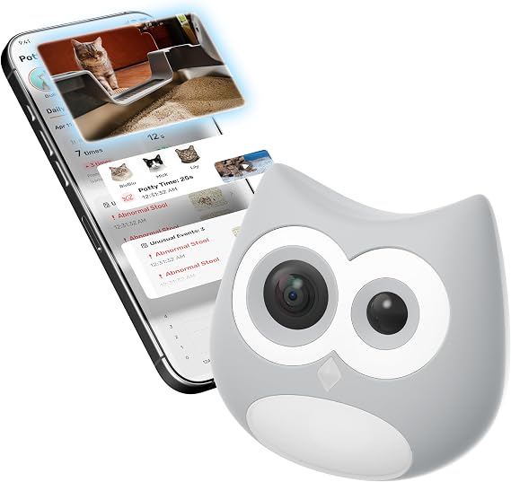 LitterLens Cat Litter Box Camera with App, AI Health Monitoring & Alerts, Track Urination & Stool, Multi-Cat Recognition, Works with Every Litter Box, Pet Health Monitor (Gray)