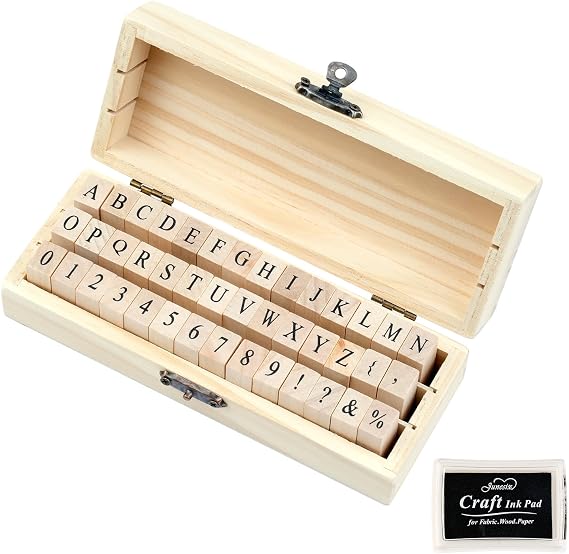 42 Pcs Letter Stamps, Rubber Stamps Alphabet Stamps, Wooden Stamps Number Alphabet Letter Symbol Set for DIY Crafting, Scrapbooking Supplies, Card Making