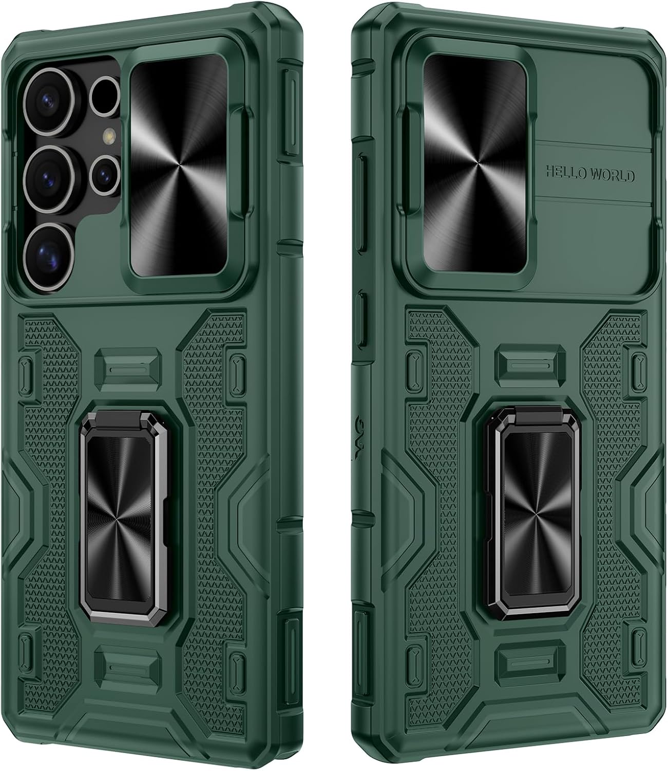 VEGO for Samsung S25 Ultra Phone Case, S25 Ultra Case with Built in 360° Ring Roating Stand & Slide Camera Cover, Anti-Scratch Shockproof Case for Samsung Galaxy S25 Ultra 6.9 inch - Green