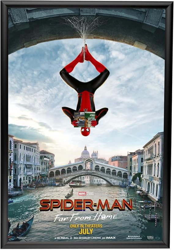 SnapeZo Poster Frame 24x36 Inches, Black 1 Inch Aluminum Profile, Front-Loading Snap Frame, Wall Mounting, Sleek Series