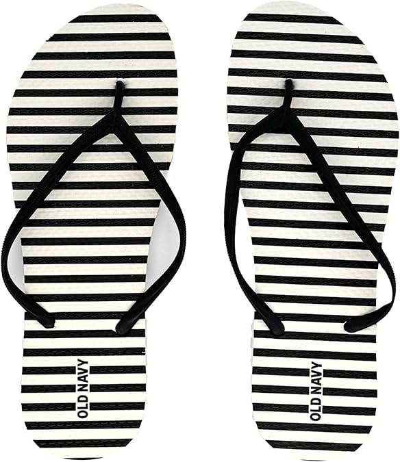 Old Navy Women Beach Summer Casual Flip Flop Sandals (8, O.N. Black Stripe)