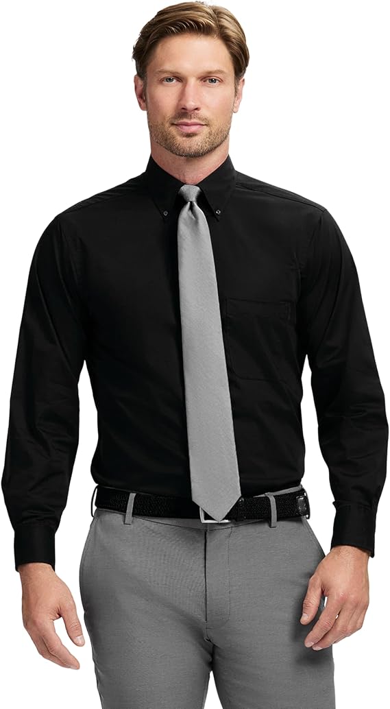 Izod Men's Dress Shirt Regular Fit Long Sleeve Wrinkle Free Stretch Button Down Collar