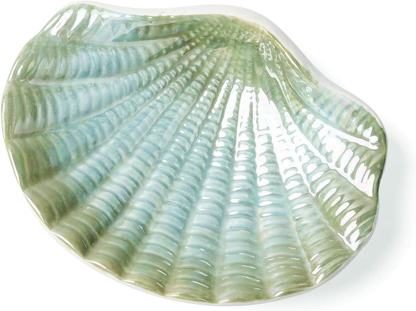 Ceramic Ocean Seashell Soap Dish, for Bathroom,Tub and Kitchen Sink -Green