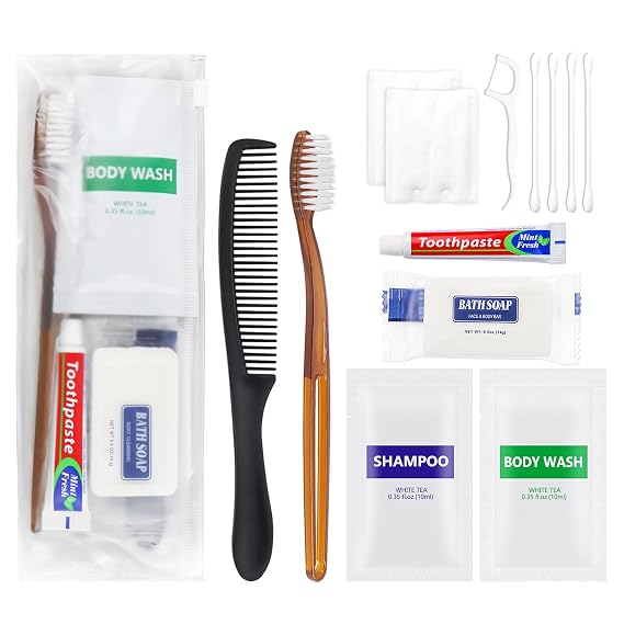 50 Sets Basic Toiletry Kits Disposable Personal Hygiene Kit Bulk