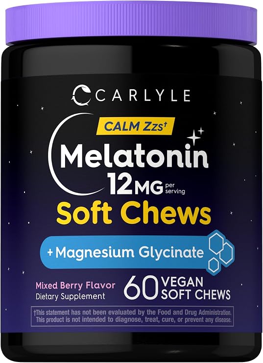 Carlyle Melatonin 12mg | 60 Soft Chews | with Magnesium Glycinate