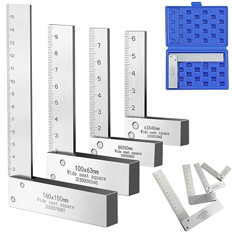 Machinist Square with Scale 2, 3, 4, 6 Inch, Atarvana 90 Degree Carpenter Square, Harden Carbon Steel Engineer Square Hard Steel Construction for Precision Layout and Measurement Woodworking