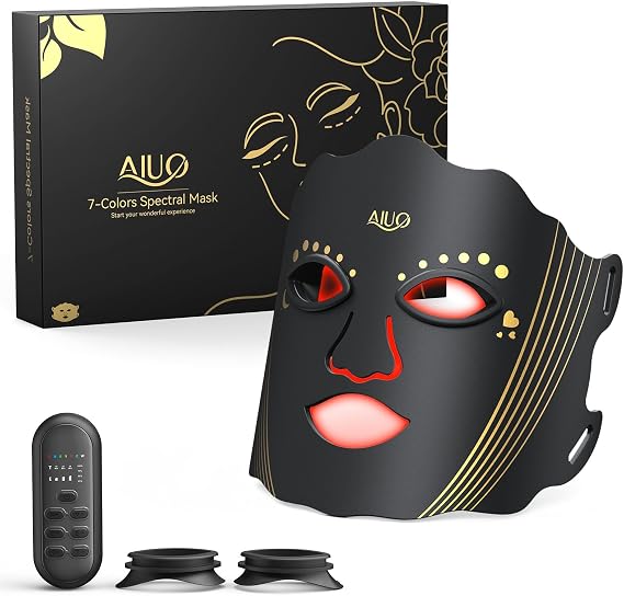 Red Light Therapy for Face, LED Face Mask Light Therapy, Rechargeable Red Light Therapy Mask for Face with Comfortable Light-Blocking Eye Protection & Timing Function At Home, Jet Black
