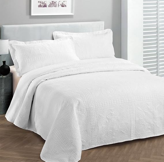 Fancy Linen Fancy Collection 3pc Luxury Bedspread Coverlet Embossed Bed Cover Solid Drak Purple New Over Size 118x106 King/california King