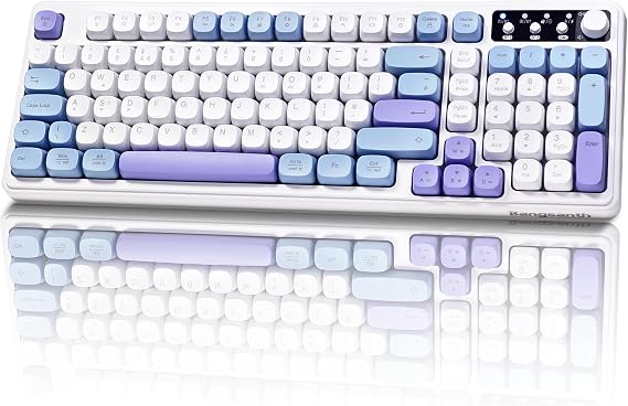 Wireless Keyboard, RGB Gaming Keyboard, Tri-mode BT5.0/2.4GHz/USB-C, 99-Key Creamy, Anti-ghosting Keys, Compatible with PC, Mac, Gaming Consoles, UK Layout