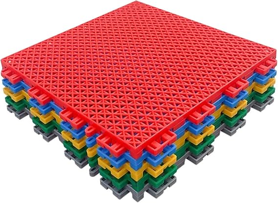 Modular Interlocking Floor Tiles, Outdoor Basketball Court Badminton Court Weatherproof DIY Sport Court Tiles(Yellow)