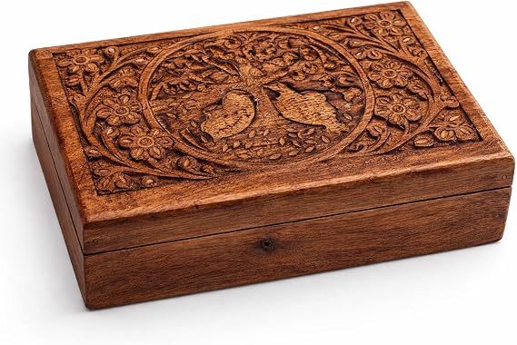 Handmade Wooden Jewelry & Keepsake Box, Decorative Storage Box, 8 x 5 Inch