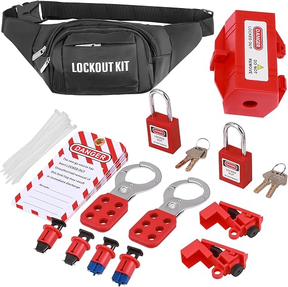 Lockout Tagout Kit for Electricians - Circuit Breaker Lock Set, Safety Padlock for Industrial Power