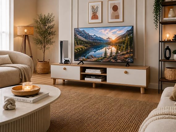 Öztürk Mobilya Design Televizyon Ünitesi, Bohem Tv Ünitesi, Safir Meşe - Beyaz Renk, Ev Dekorasyon Ünite