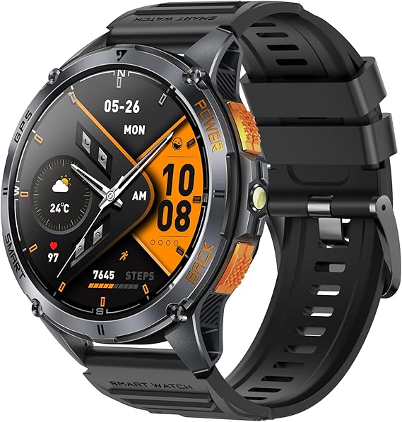 Smart Watch for Men Military Watches with GPS Heart Rate Monitor Sleep Tracker Bluetooth Calling SNS Notifications ABC Outdoor Fitness Tracker Calories Step Counter Flashlight Waterproof Smart Watch