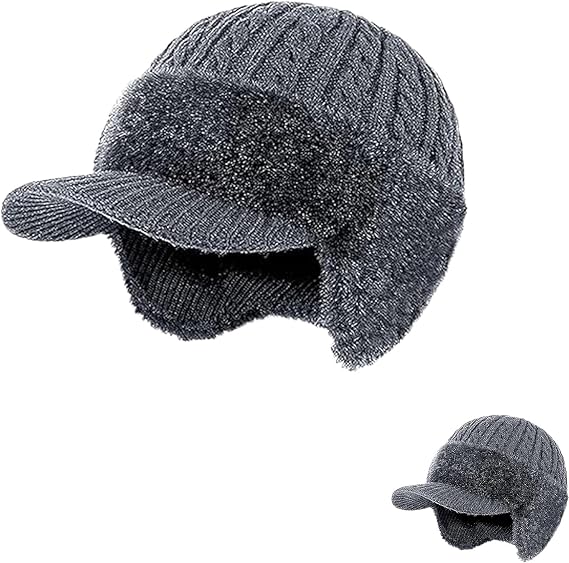 Coldshield Trapper Hat, Coldshield Trapper, Blocking Knitted Hats with Ear Flaps and Wool Brim, Soft Breathable