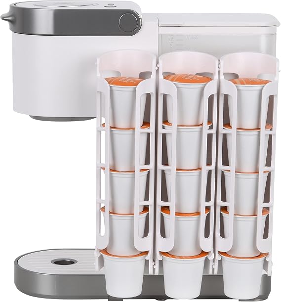 STORAGENIE K Cup Holder for Keurig K-cup,Coffee pod Storage, Side Mount | Wall Mount, Perfect for Small Counters (3 Pack| For 15 K-Cups, White)