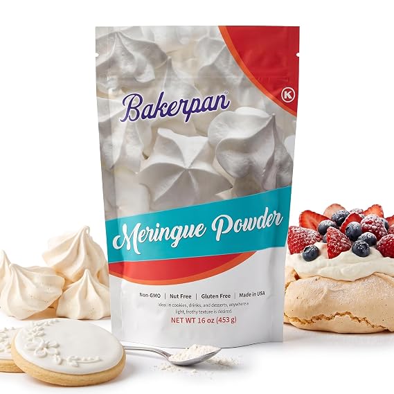 Bakerpan Meringue Powder for Royal Icing - 16 oz - For Baking, Frosting, Cookies, Pies & Cake Decorating - Kosher, Gluten-Free, Made in USA